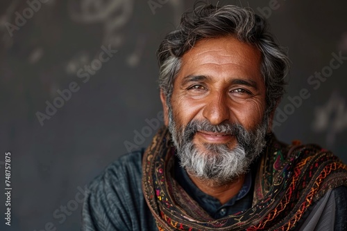 emotional portrait of happy pakistani man, ai generated photo