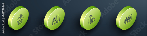 Set Isometric line NFT Digital crypto art, Laptop with store app, and Binary code icon. Vector
