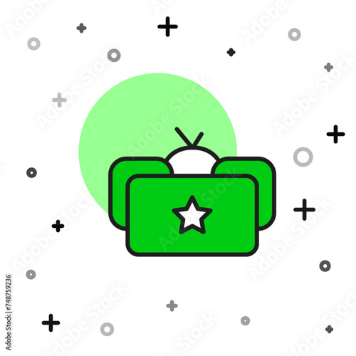 Filled outline Ushanka icon isolated on white background. Russian fur winter hat ushanka with star. Soviet Union uniform of KGB and NKVD. Vector