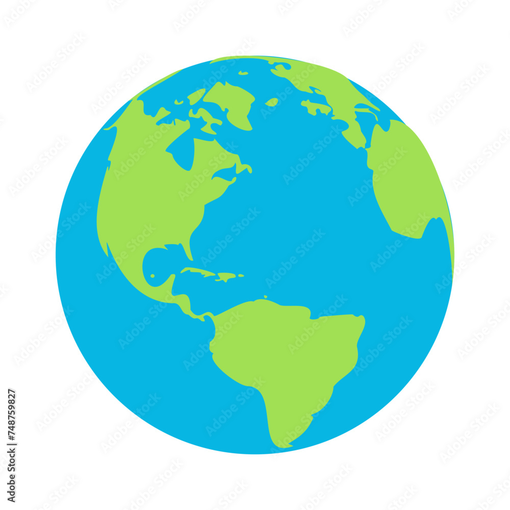 Simple vector planet earth icon. Flat abstract planet earth, vector illustration.