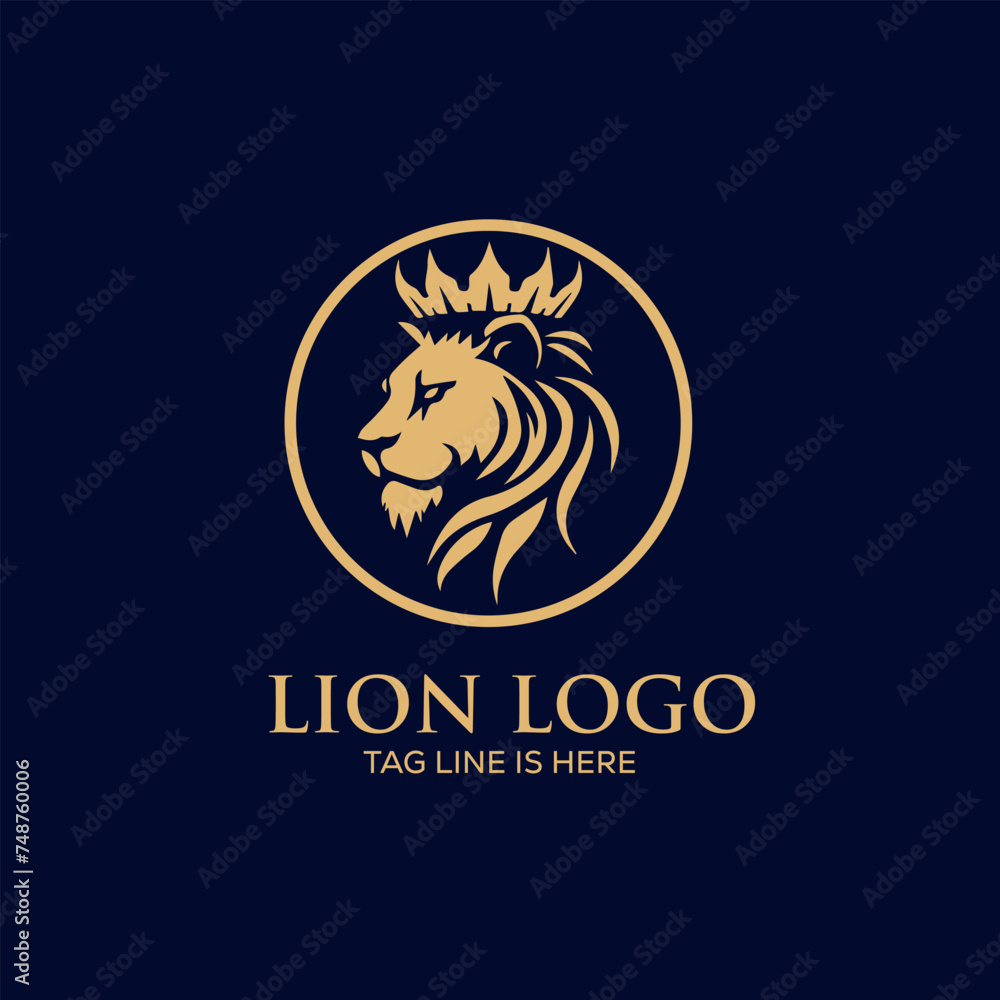 lion with a crown for elegant and luxury brand identity logo, symbol, icon. Vector illustration. generative ai