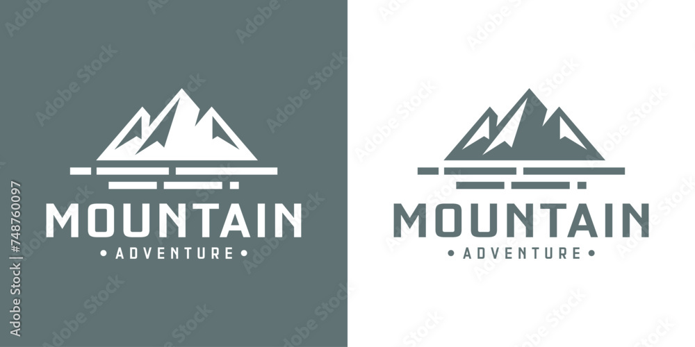abstract mountain and river logo design