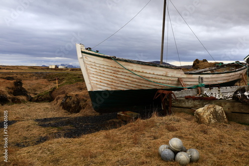 View on the open air museum of Hellissandur in the northwestern tip of Snæfellsnes peninsula in western Iceland photo