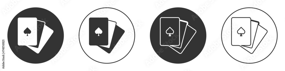 Black Deck of playing cards icon isolated on white background. Casino gambling. Circle button. Vector Black Deck of playing cards icon isolated on white background. Casino gambling. Circle button. Vector