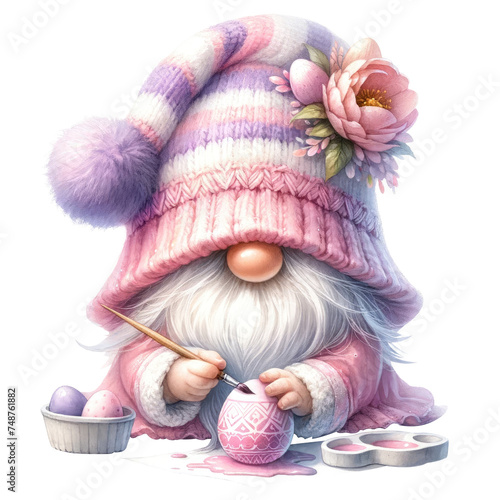 Whimsical Gnome with Easter Eggs Illustration