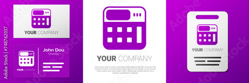 Logotype Calculator icon isolated on white background. Accounting symbol. Business calculations mathematics education and finance. Logo design template element. Vector