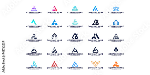 Letter A logo collection, Abstract design concept for branding