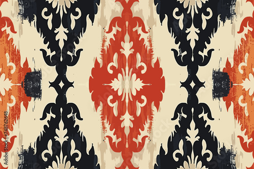 Ikat seamless patterns reflect famous artists' unique styles in flat design.