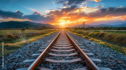 A Peaceful Morning Along the Sunrise-Kissed Railway
