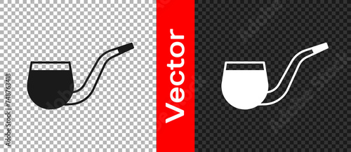 Black No pipe smoking icon isolated on transparent background. Dont smoke. Tobacco pipe. Vector