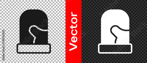 Black Pair of knitted christmas mittens icon isolated on transparent background. Mitten icon. Merry Christmas and Happy New Year. Vector