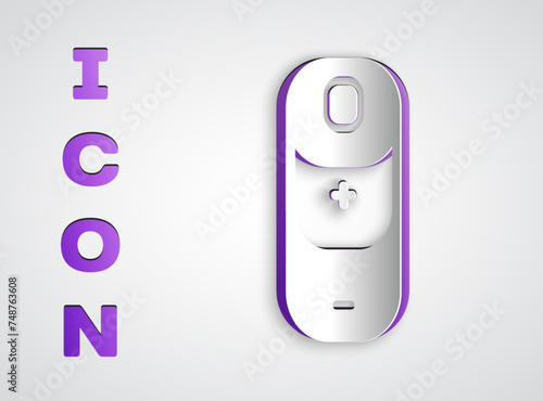 Paper cut Battery charge level indicator icon isolated on grey background. Paper art style. Vector