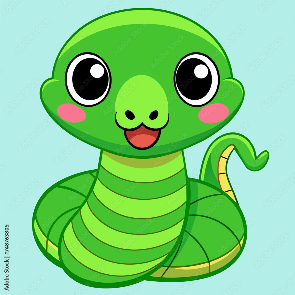 Fototapeta premium New Year with green snake illustration