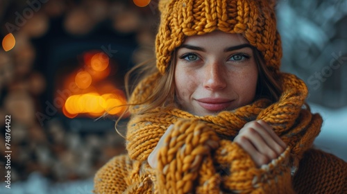 portrait of a young woman in a winter 