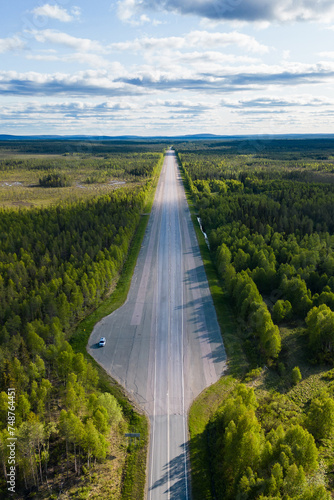 Bilde på lerret Forest airbase with a runway of the finnish air force in the forests of Lapland,