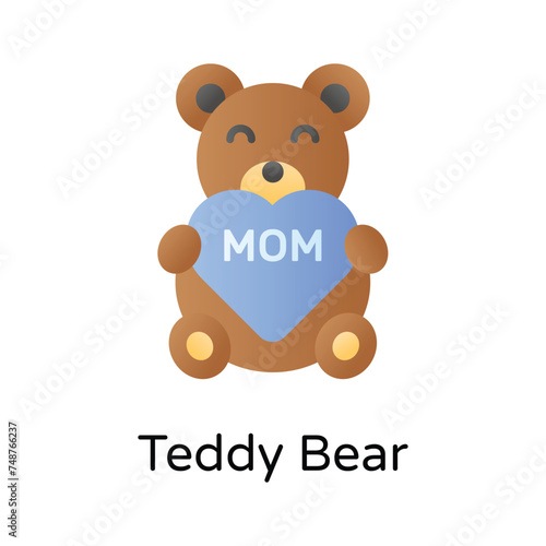A teddy bear holding heart showing concept icon of mothers day celebration © Creative studio 
