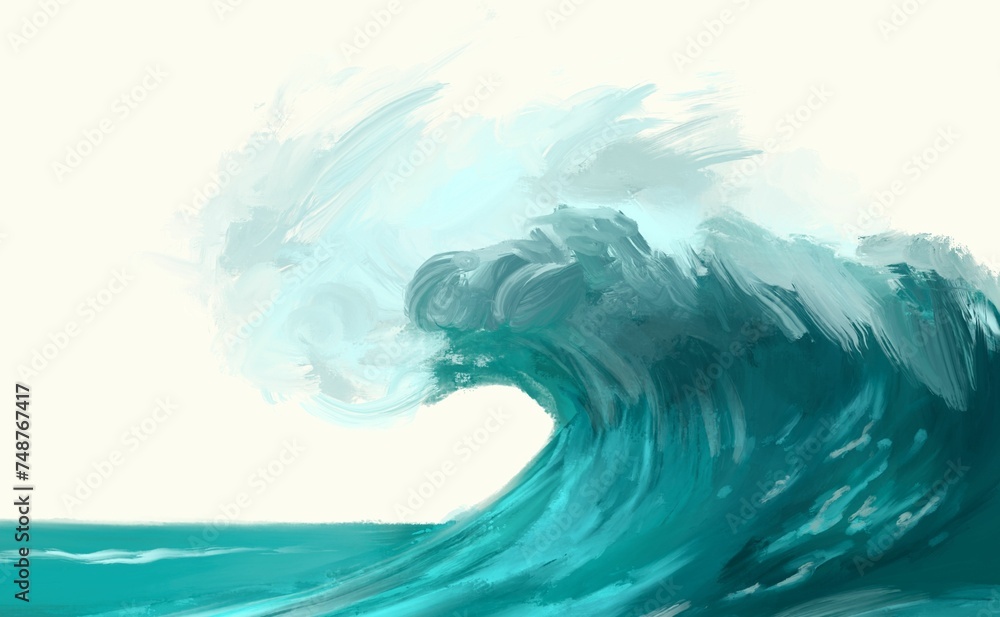 blue waves in ocean, painting background