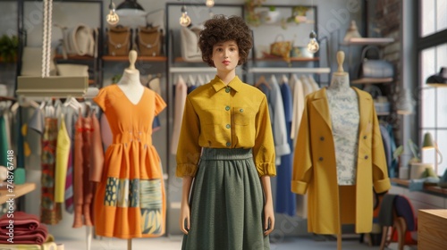 Mannequin with curly hair s...