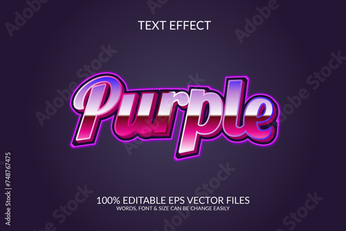 Purple 3d fully changeable vector eps text effect design.