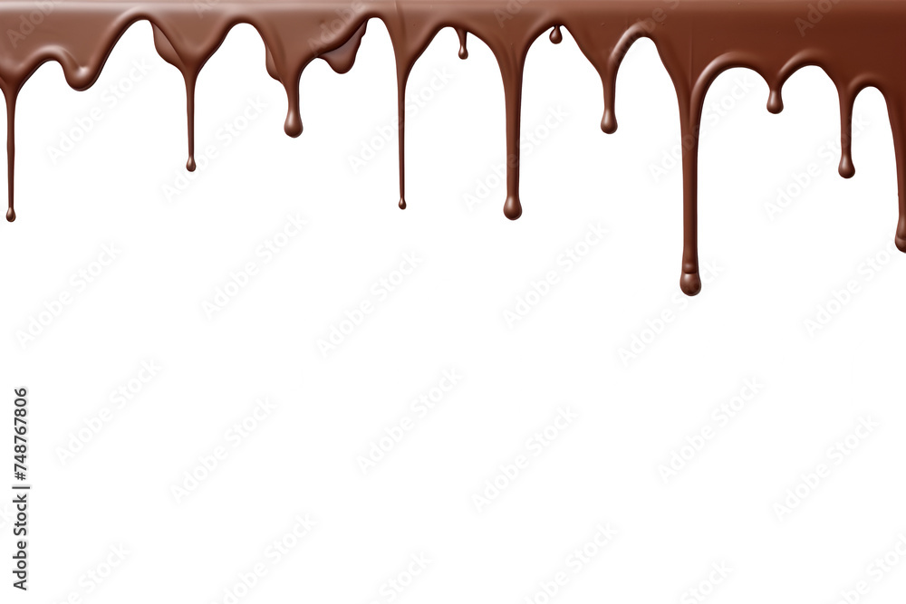 3d illustration of melted chocolate dripping on isolated transparent background.

