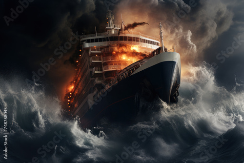Cruise Ship Caught in a Fiery Ocean Storm.