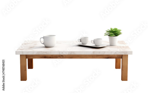 Marble Coffee Table Isolated on Transparent Background