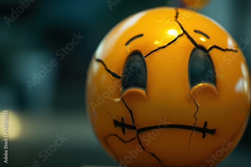 Cracked Mask: The sad emoji has cracks running through its face.