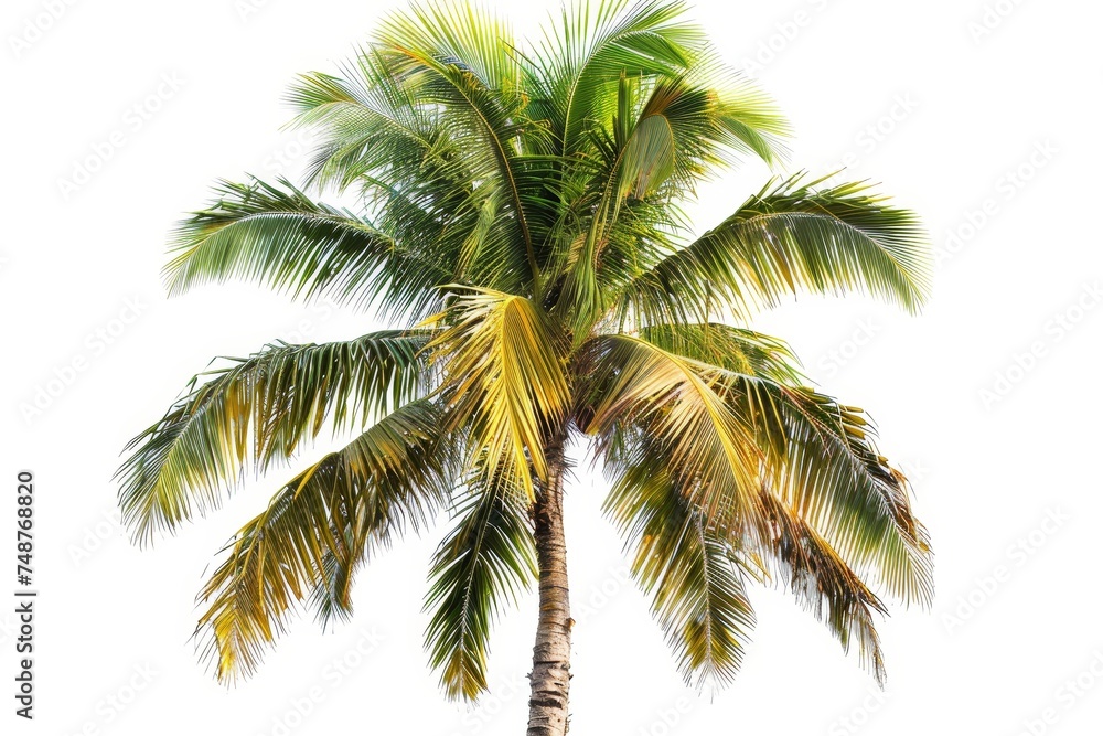 The coconut tree is isolated on a white background