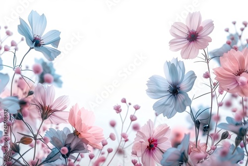 Beautiful pastel floral border on a blurred background (shallow depth of field) © Zaleman