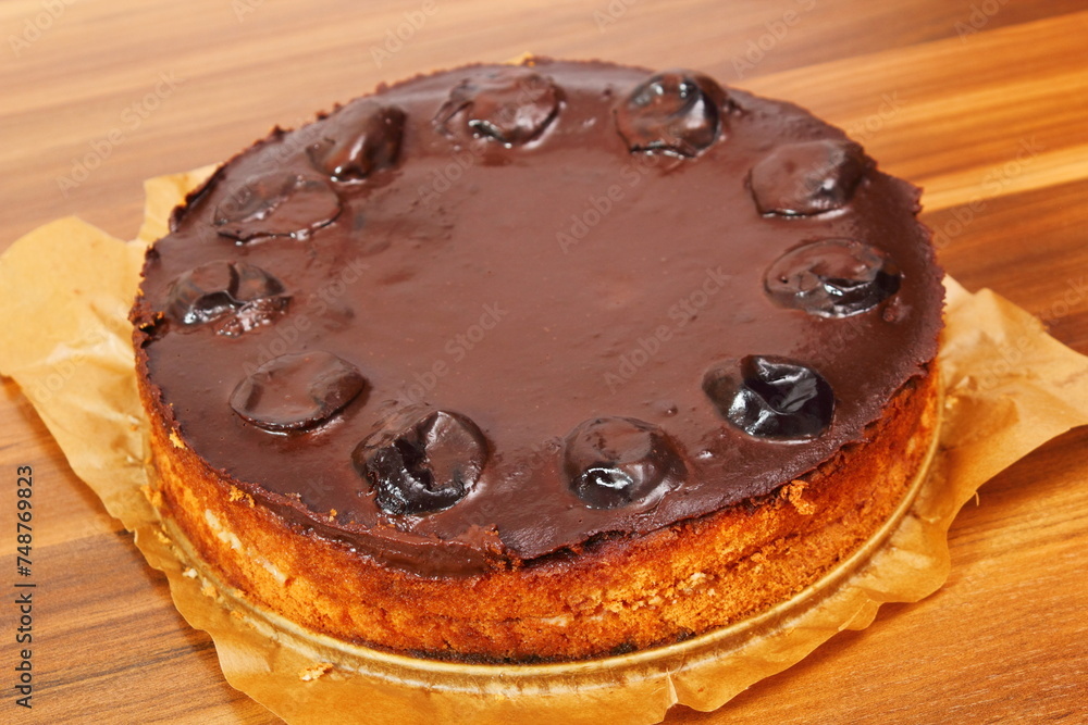 Chocolate Topped Sponge Cake with Prunes and Toffee Sauce Chocolate Topped Sponge Cake with Prunes and Toffee Sauce