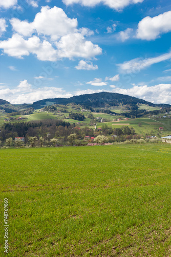 Island Beskids Mountains in Spring. Near Limanowa Town, Poland.