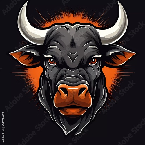 Bull head mascot vector with logo illustration. generative ai