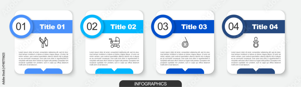 Set line Slingshot, Baby stroller, Yoyo toy and dummy pacifier. Business infographic template. Vector Set line Slingshot, Baby stroller, Yoyo toy and dummy pacifier. Business infographic template. Vector