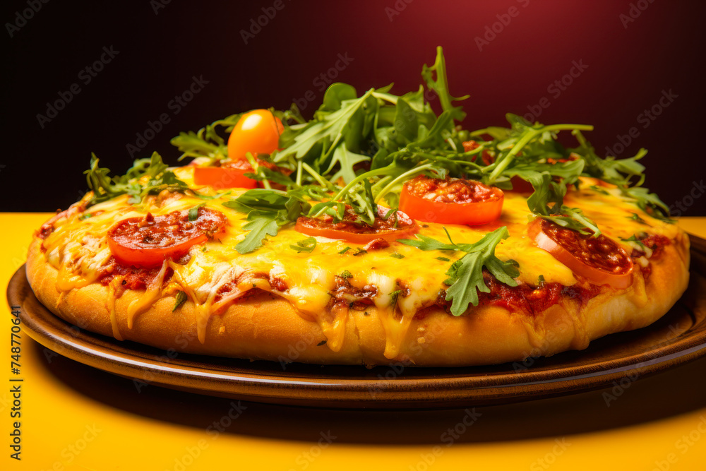 Fresh Pizza with Arugula and Cherry Tomatoes. Fresh Pizza with Arugula and Cherry Tomatoes.
