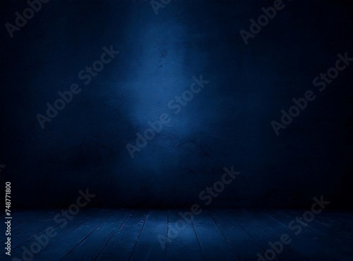 Empty blue wall dark room for display background