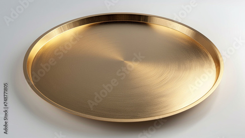 gold circle metal plate isolated on white background