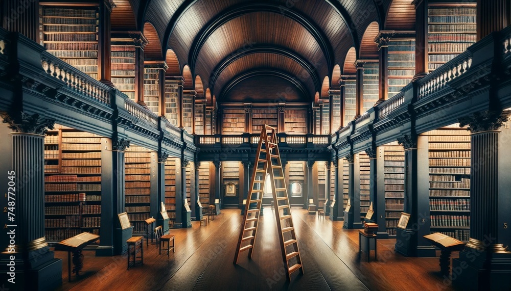 Naklejka premium Elegant Historical Library Interior 