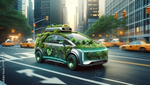 Modern Eco-Friendly Taxi with Greenery