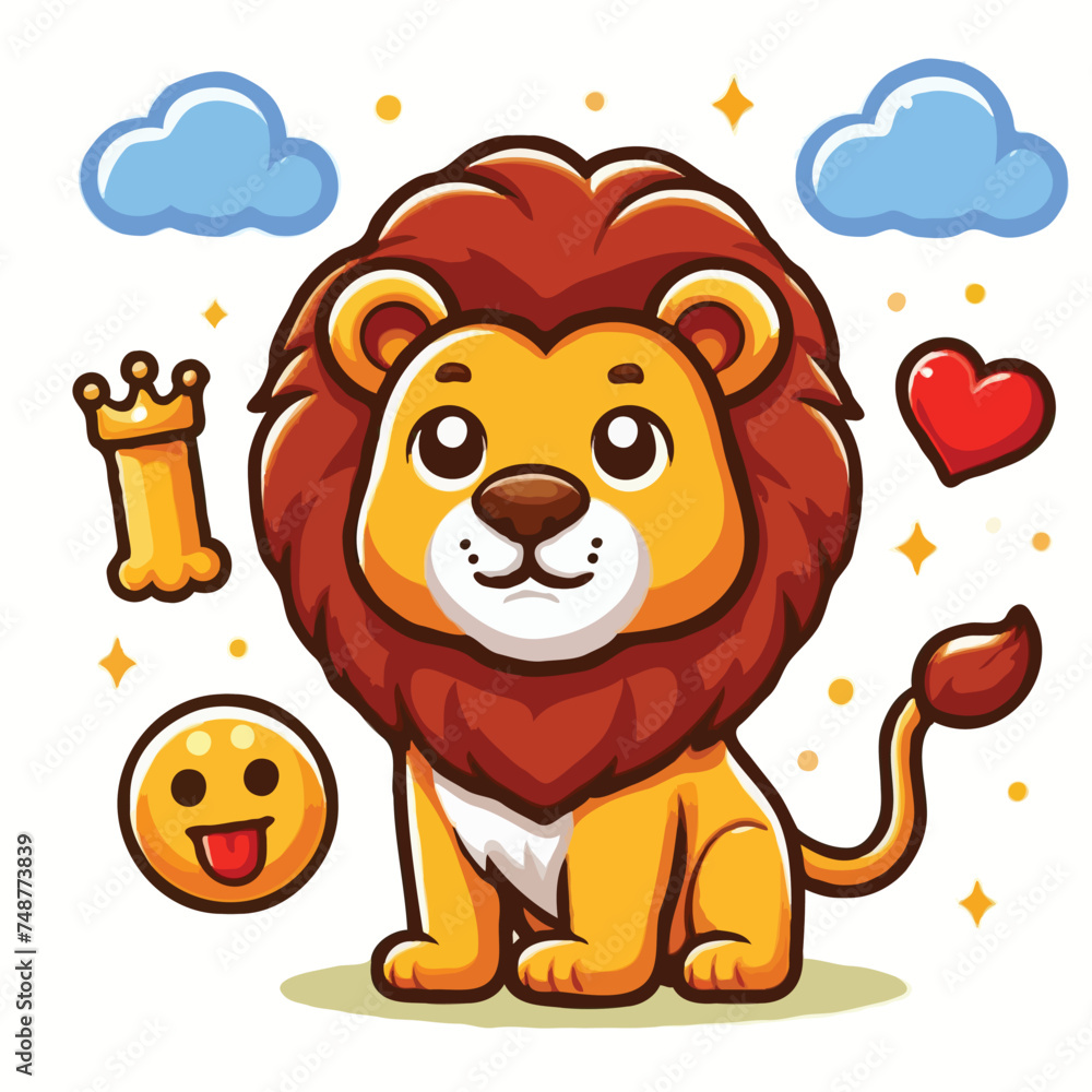 Cute lion vactor on white background. Cute lion vactor on white background.