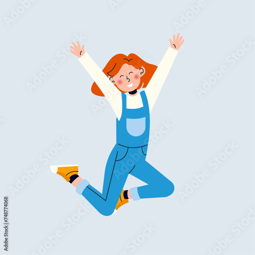 Girl Happy Jump Illustration