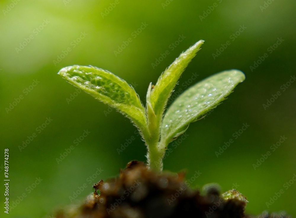 Green sprout growing on the soil closeup Green sprout growing on the soil closeup