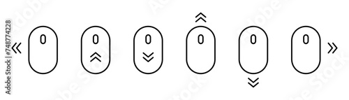 Scroll set icons. Scrolling mouse icon collection. Click cursor navigation scroll vector outline icons