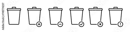 Bin shopping icon. Trash bin vector icons collection. Waste, rubbish, garbage set icons symbols. Vector icons