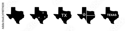 Texas map icons. Texas state border map icons. Texas sign symbol - vector illustration