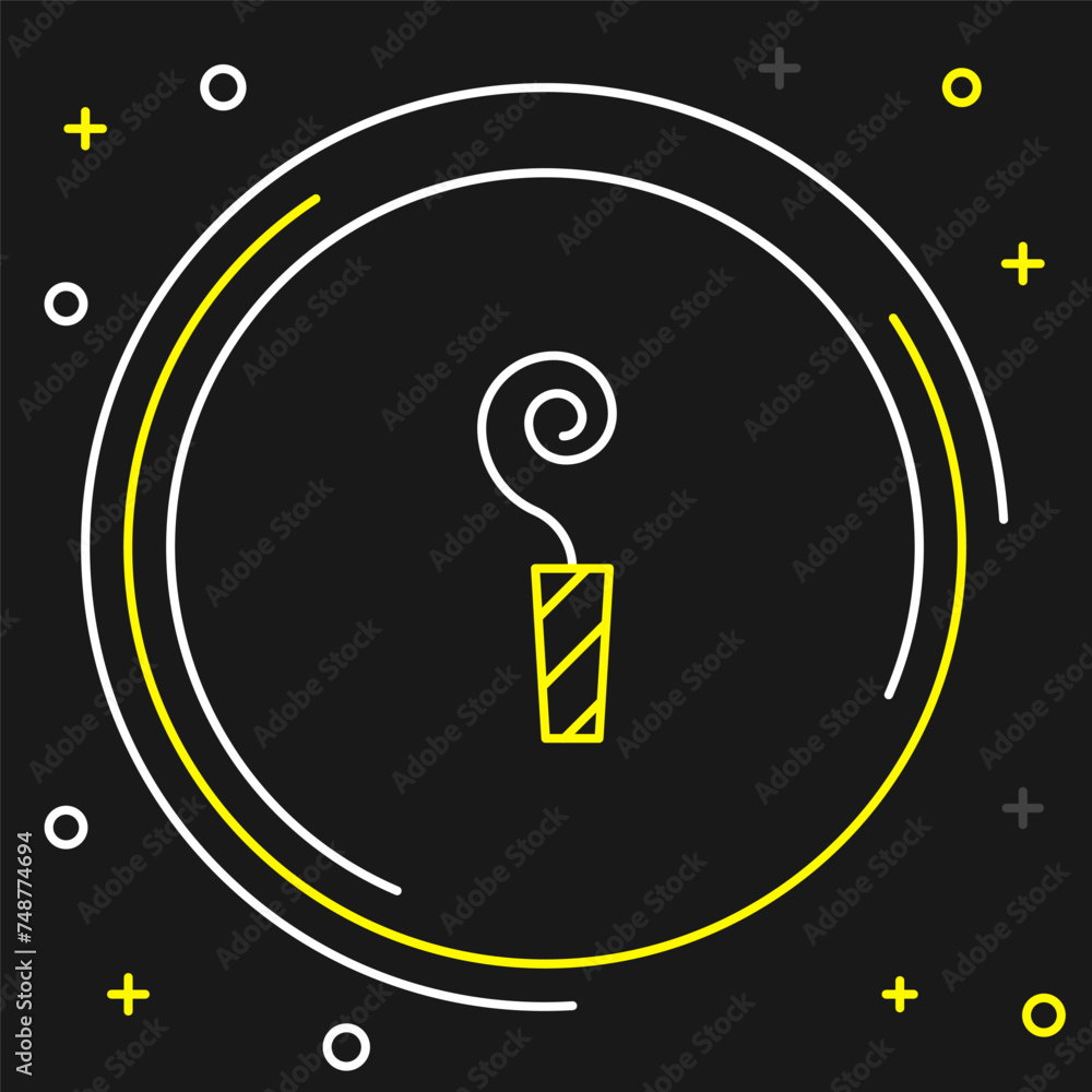 Line Birthday party horn icon isolated on black background. Colorful outline concept. Vector Line Birthday party horn icon isolated on black background. Colorful outline concept. Vector