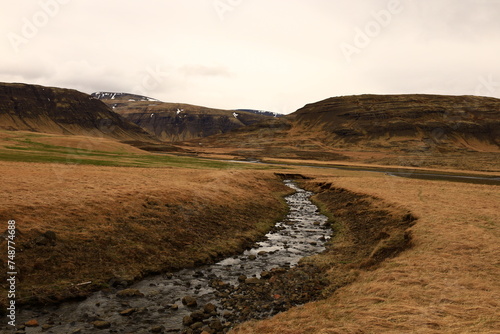 View on a mountain in the Golden Circle   in the south of Iceland