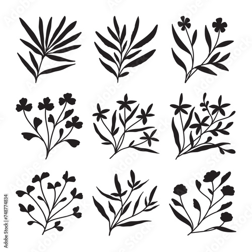 Set of plant silhouette vector  © fitradp