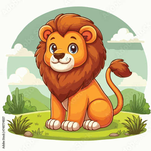 Cute lion vactor on white background.