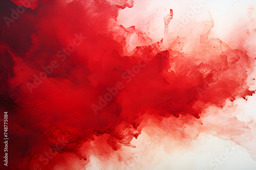 Dark red watercolor texture splash or painted on white wall. Background Abstract Texture. Spread throughout area. White wall art. Realistic color clipart template pattern. 