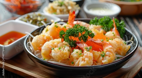 The Delightful Harmony of Lightly Battered Tempura Seafood and Vegetables